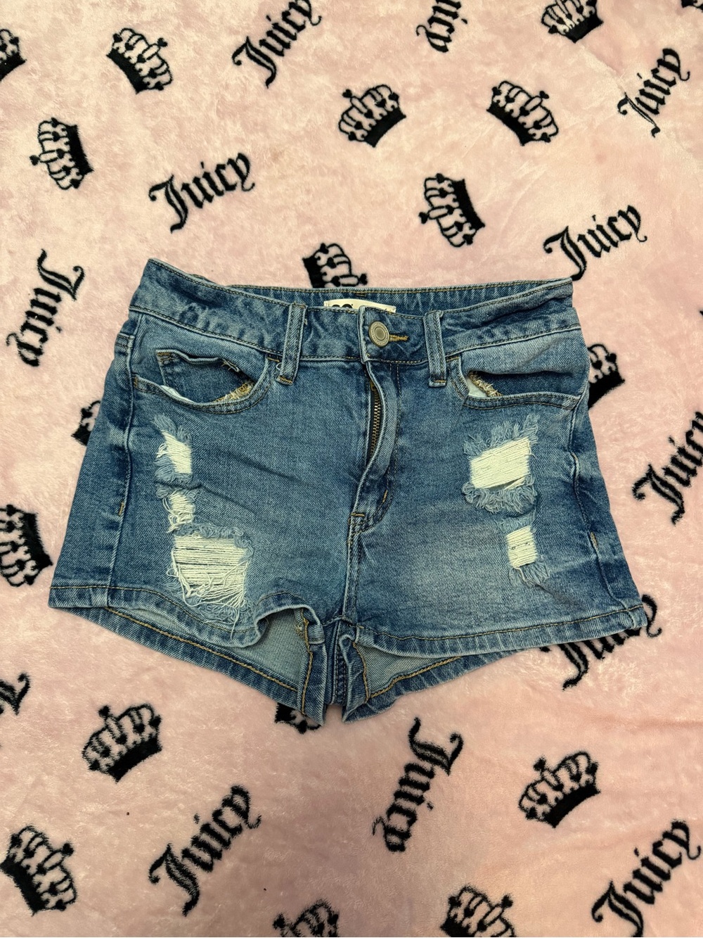 SO Women's Distressed Blue Denim Jean Shorts